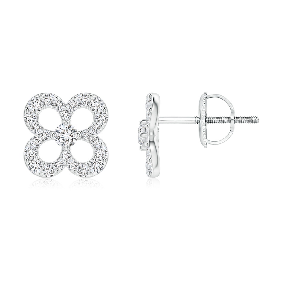 2.1mm HSI2 Prong-Set Diamond Open Petal Floral Stud Earrings in White Gold 