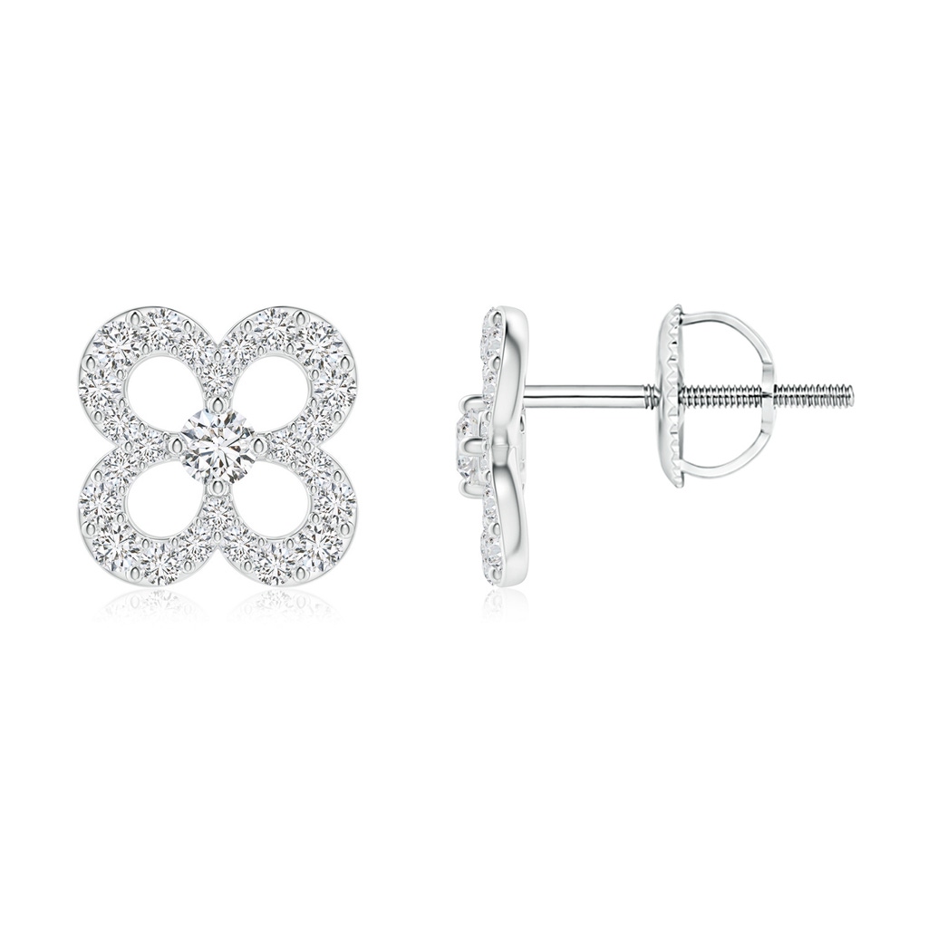 2.1mm HSI2 Prong-Set Diamond Open Petal Floral Stud Earrings in White Gold