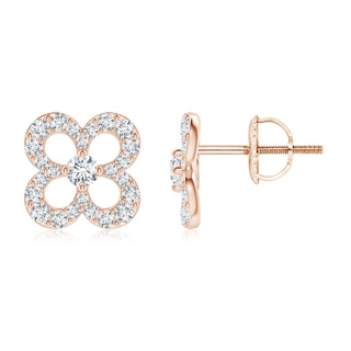 2.3mm GVS2 Prong-Set Diamond Open Petal Floral Stud Earrings in Rose Gold
