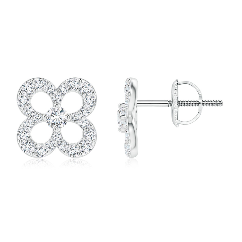 2.3mm GVS2 Prong-Set Diamond Open Petal Floral Stud Earrings in White Gold 