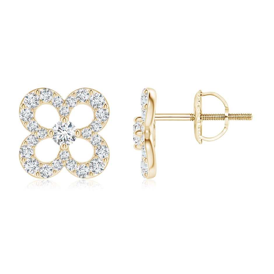 2.3mm GVS2 Prong-Set Diamond Open Petal Floral Stud Earrings in Yellow Gold 