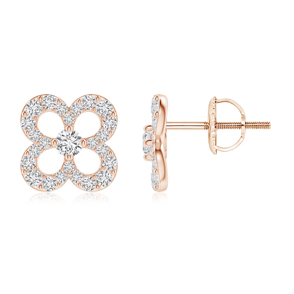 2.3mm HSI2 Prong-Set Diamond Open Petal Floral Stud Earrings in Rose Gold 