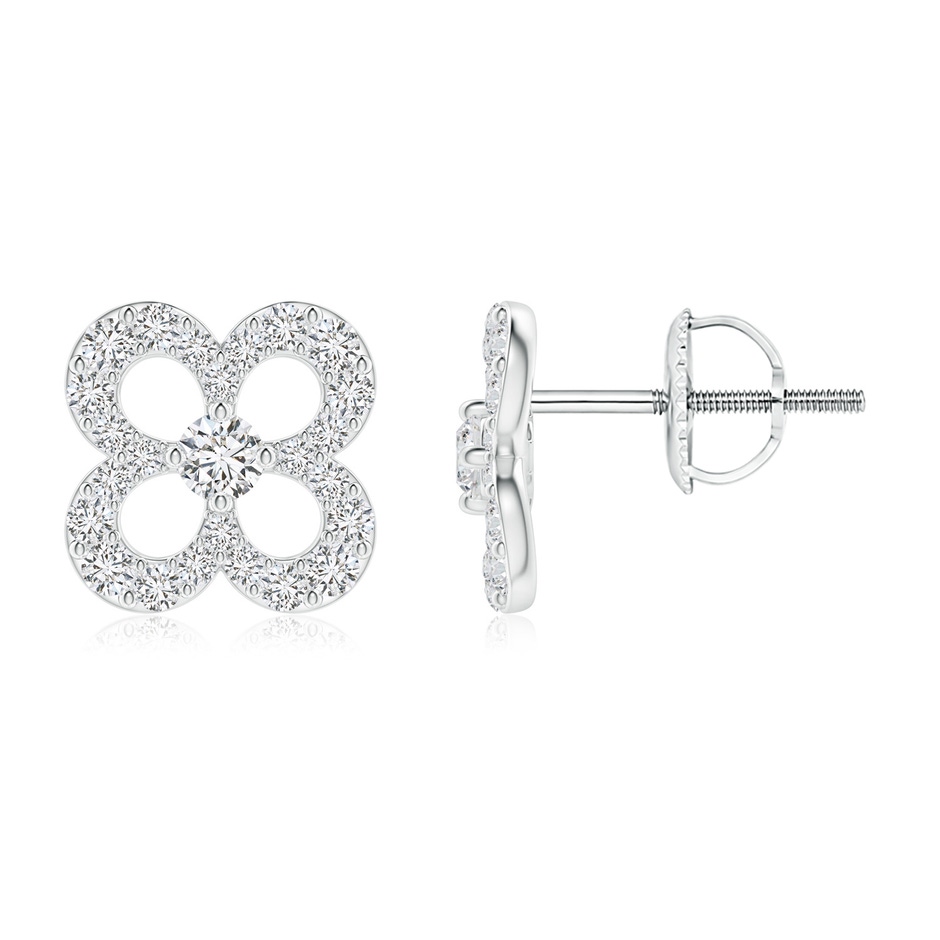 2.3mm HSI2 Prong-Set Diamond Open Petal Floral Stud Earrings in White Gold 
