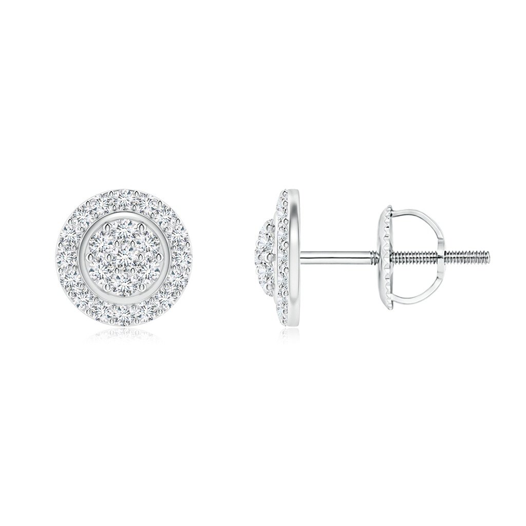 1.3mm GVS2 Round Diamond Clustre Stud Earrings with Halo in White Gold