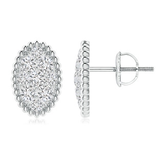 2.4mm HSI2 Pave-Set Diamond Oval Cluster Stud Earrings in White Gold