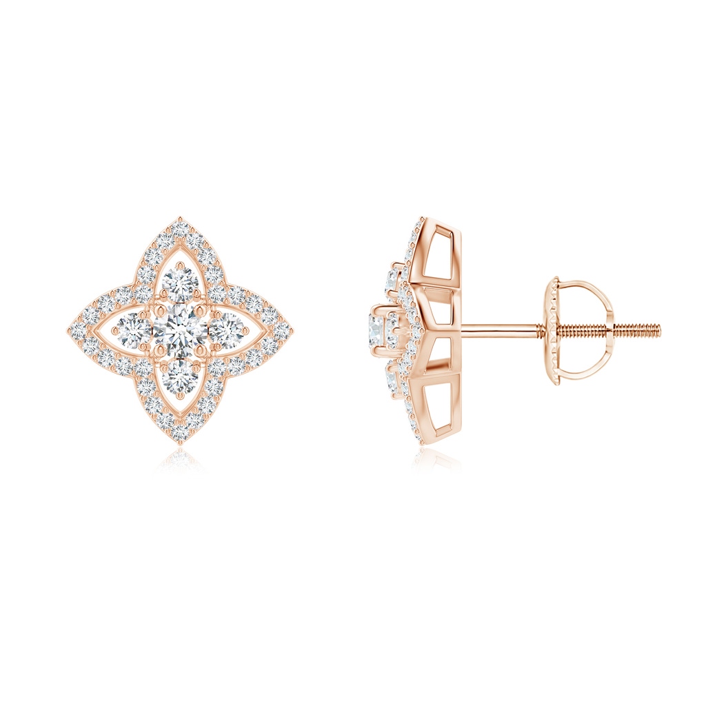 2.4mm GVS2 Prong-Set Diamond Clover Stud Earrings in Rose Gold