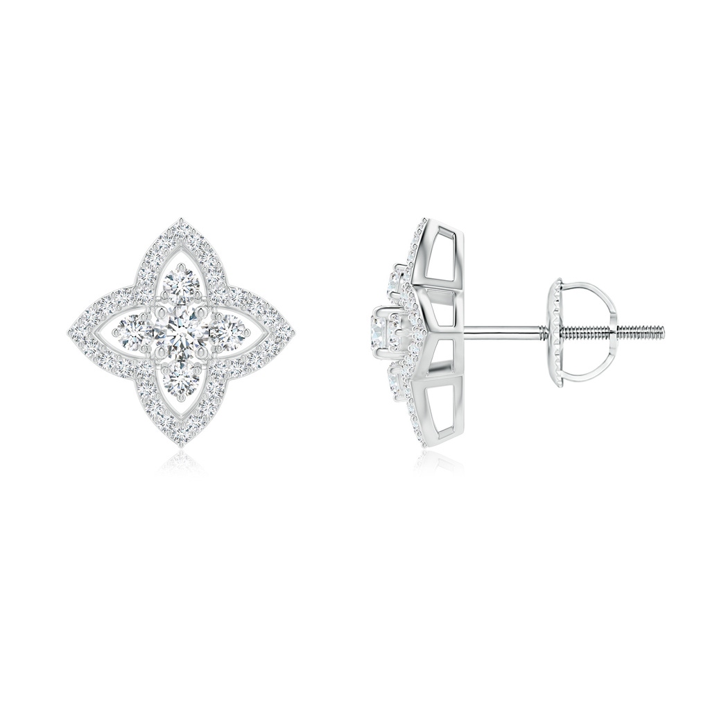 2.4mm GVS2 Prong-Set Diamond Clover Stud Earrings in White Gold