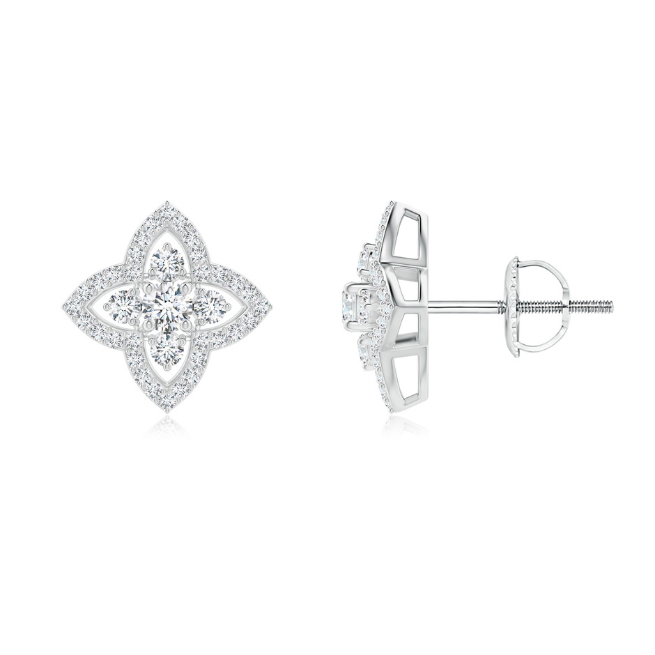 2.4mm GVS2 Prong-Set Diamond Clover Stud Earrings in White Gold 