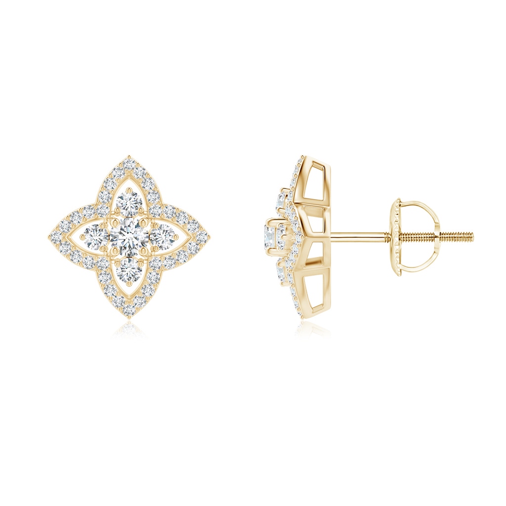 2.4mm GVS2 Prong-Set Diamond Clover Stud Earrings in Yellow Gold