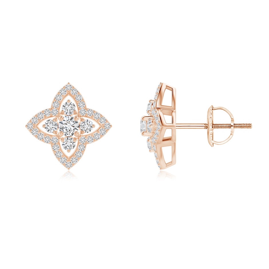 2.4mm HSI2 Prong-Set Diamond Clover Stud Earrings in Rose Gold 