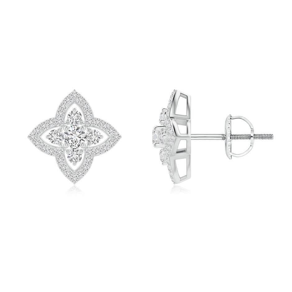 2.4mm HSI2 Prong-Set Diamond Clover Stud Earrings in White Gold 