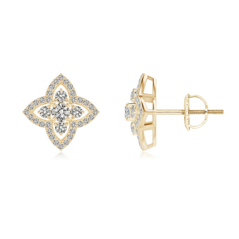 2.4mm KI3 Prong-Set Diamond Clover Stud Earrings in Yellow Gold 