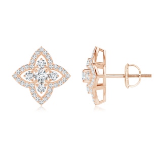 2.7mm GVS2 Prong-Set Diamond Clover Stud Earrings in Rose Gold