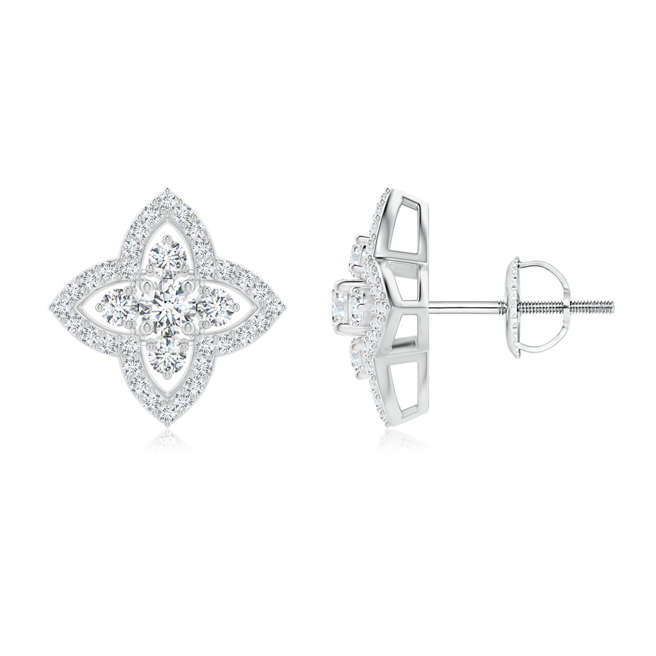2.7mm GVS2 Prong-Set Diamond Clover Stud Earrings in White Gold 