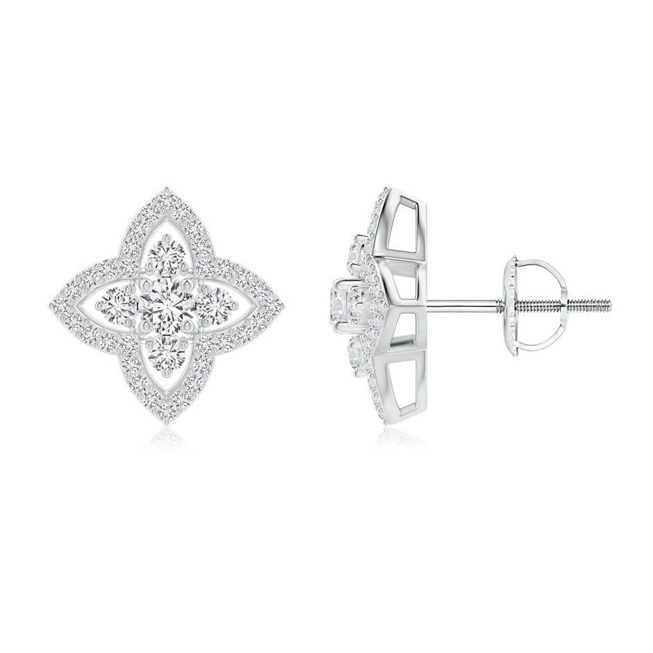 2.7mm HSI2 Prong-Set Diamond Clover Stud Earrings in White Gold 