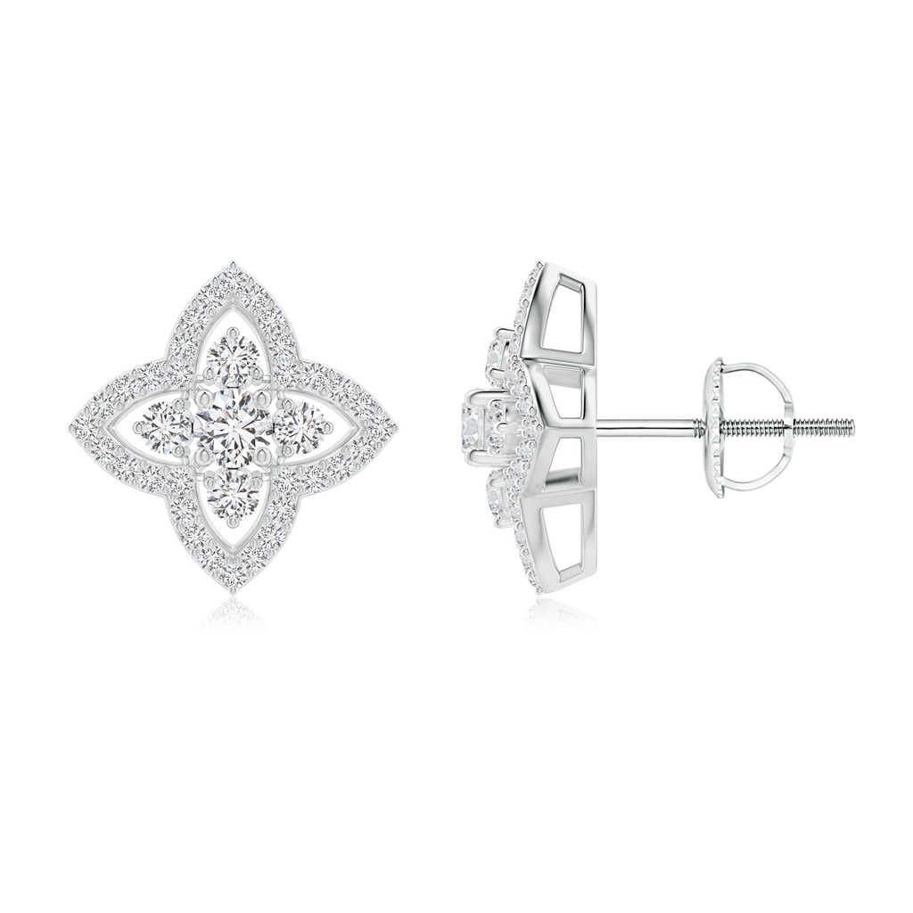 2.7mm HSI2 Prong-Set Diamond Clover Stud Earrings in White Gold
