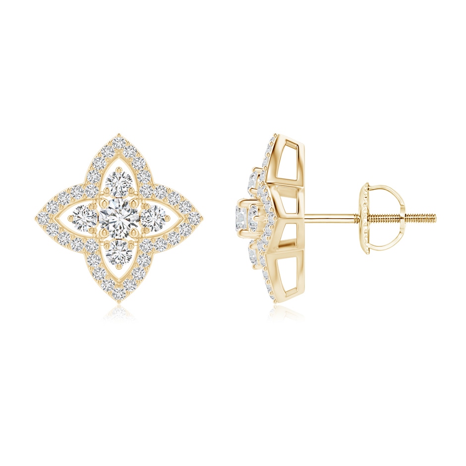 2.7mm HSI2 Prong-Set Diamond Clover Stud Earrings in Yellow Gold 
