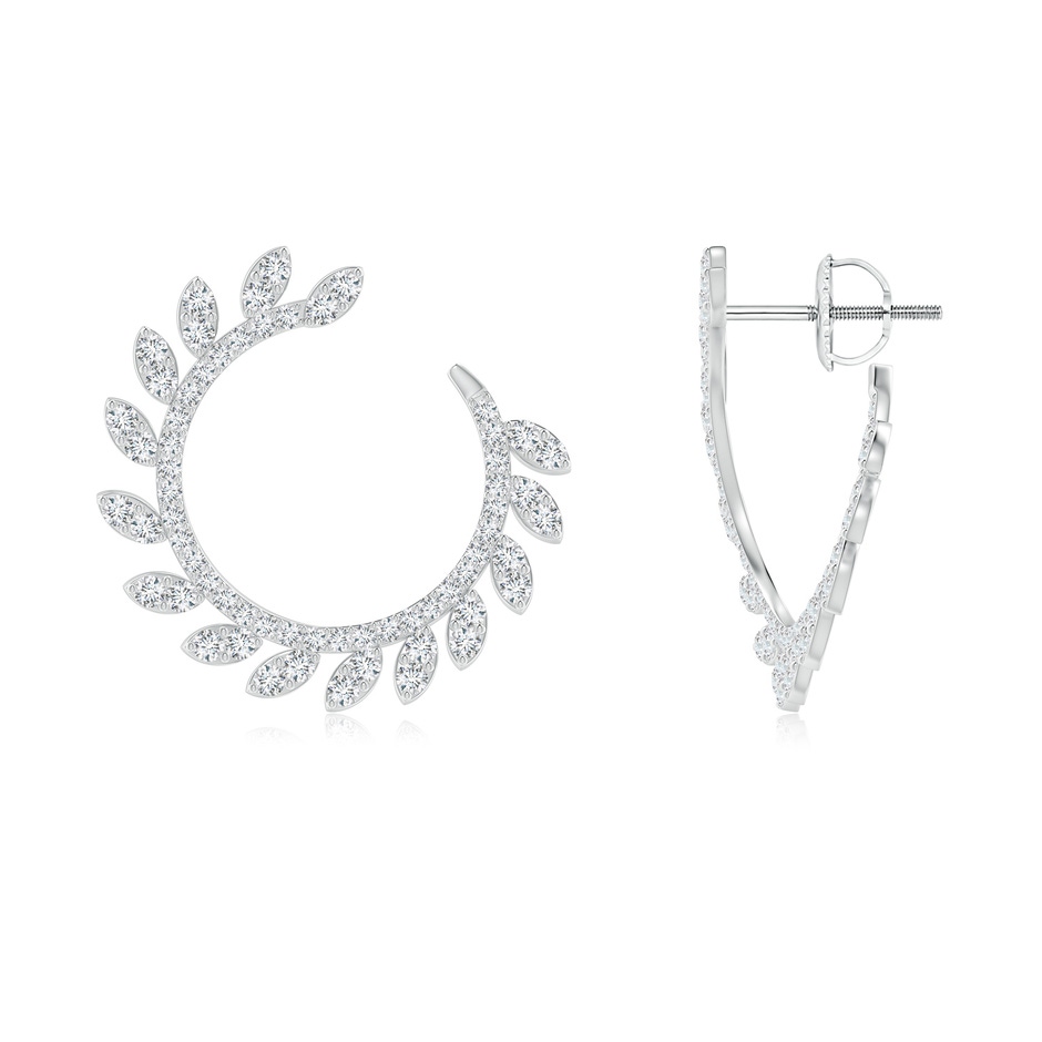 1.2mm GVS2 Nature Inspired Diamond Front-to-Back Leaf Earrings in White Gold 