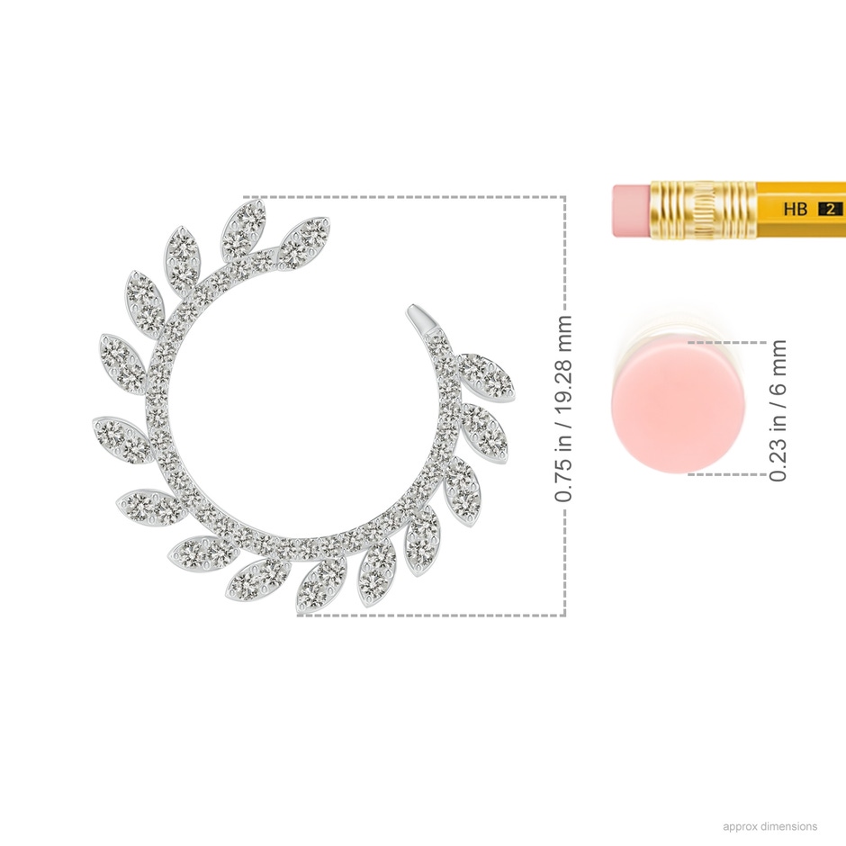 1.2mm KI3 Nature Inspired Diamond Front-to-Back Leaf Earrings in White Gold ruler