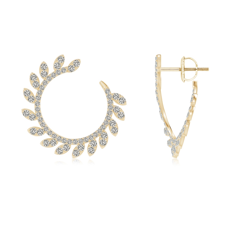 1.2mm KI3 Nature Inspired Diamond Front-to-Back Leaf Earrings in Yellow Gold 