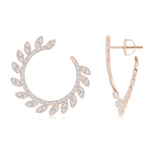 1.35mm GVS2 Nature Inspired Diamond Front-to-Back Leaf Earrings in Rose Gold