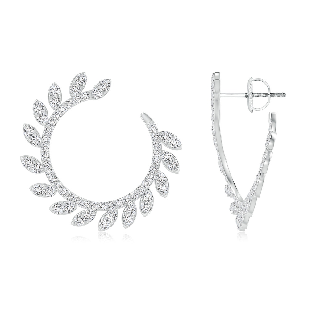 1.35mm HSI2 Nature Inspired Diamond Front-to-Back Leaf Earrings in White Gold