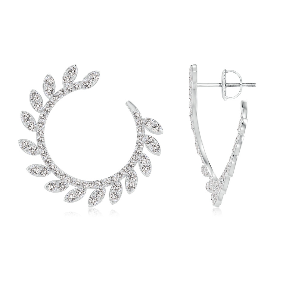 1.35mm IJI1I2 Nature Inspired Diamond Front-to-Back Leaf Earrings in White Gold 