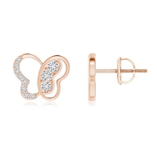 1.95mm HSI2 Pave-Set Diamond Butterfly Stud Earrings in Rose Gold