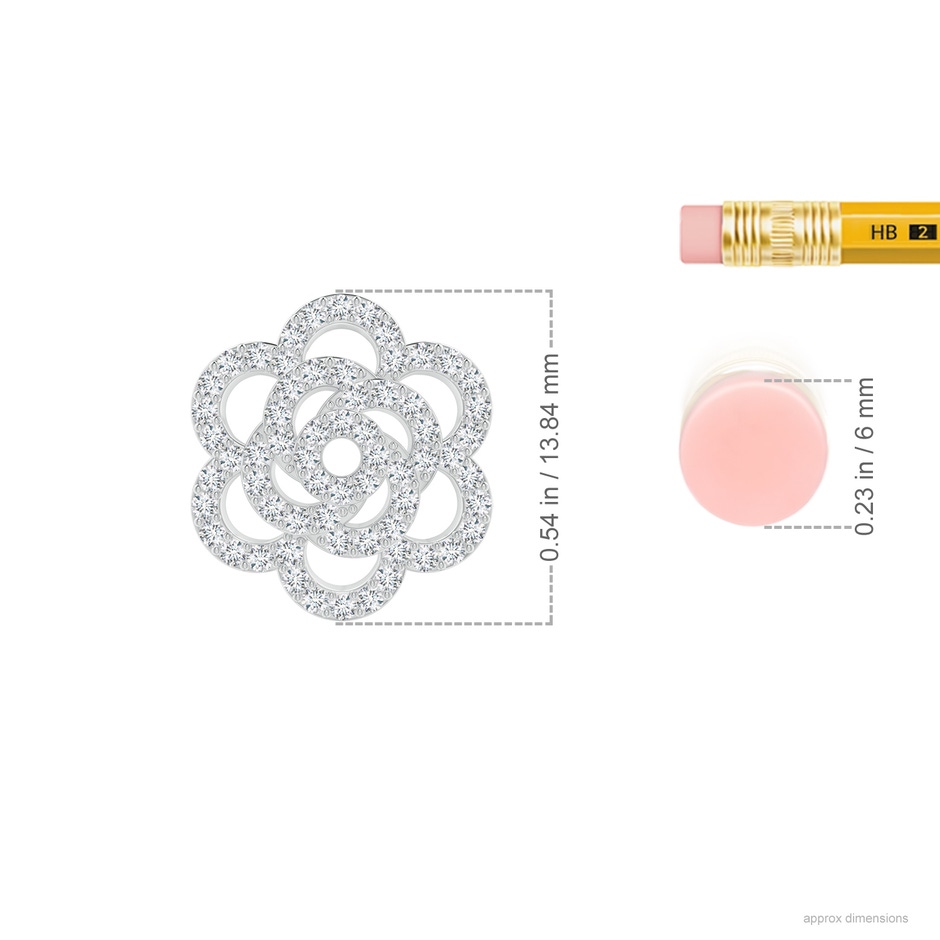 1.05mm GVS2 Diamond Camellia Stud Earrings in White Gold ruler