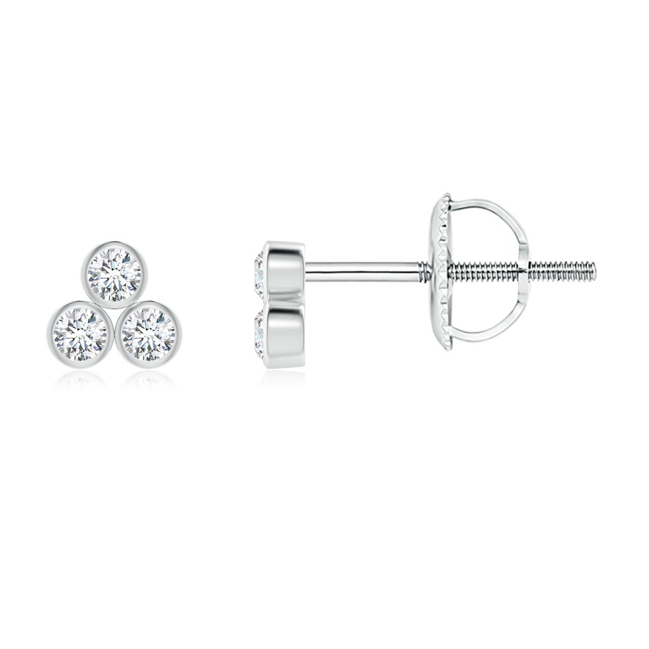 1.6mm GVS2 Bezel-Set Trio Diamond Stud Earrings in P950 Platinum 