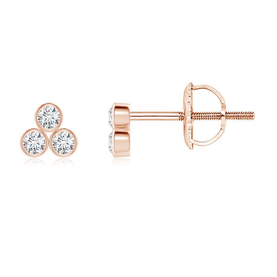 1.6mm GVS2 Bezel-Set Trio Diamond Stud Earrings in Rose Gold 