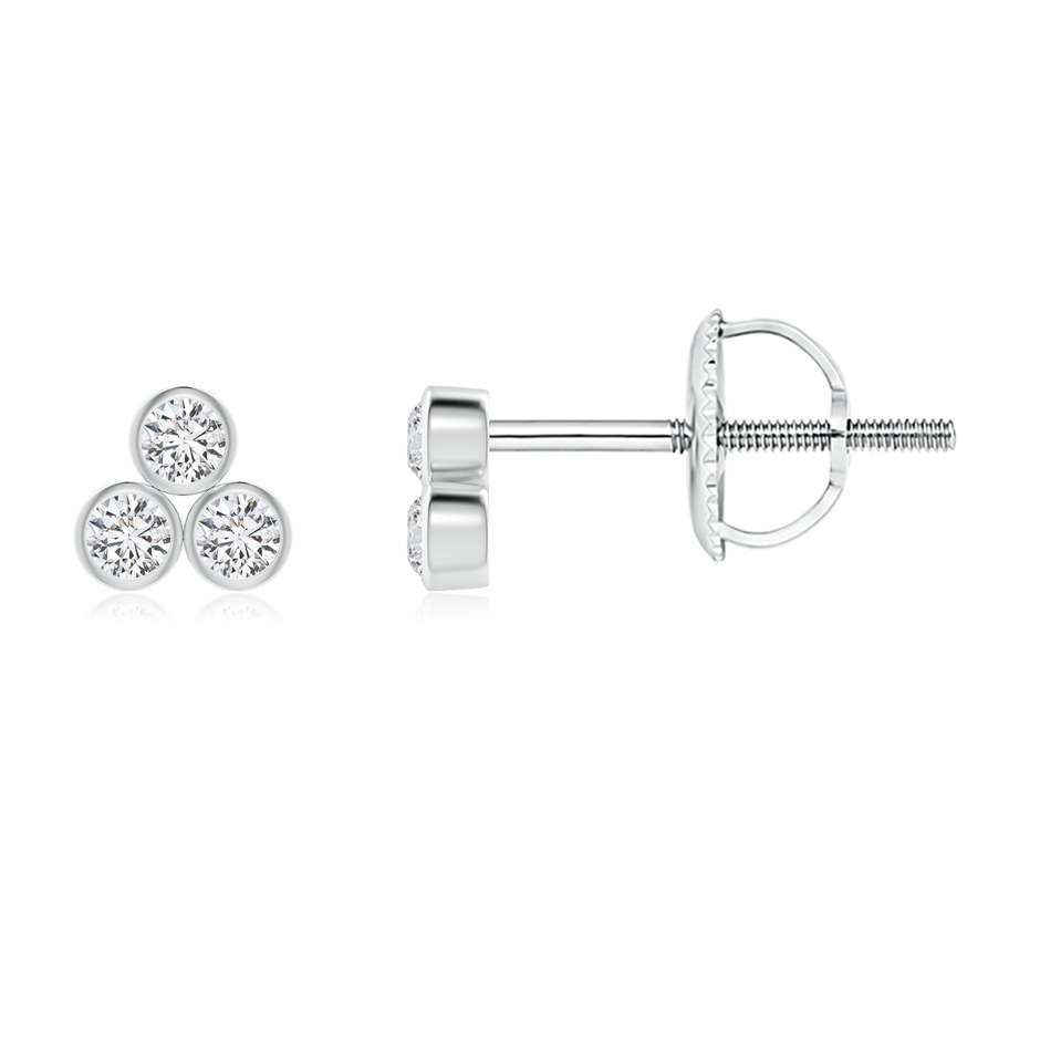 1.6mm HSI2 Bezel-Set Trio Diamond Stud Earrings in White Gold 