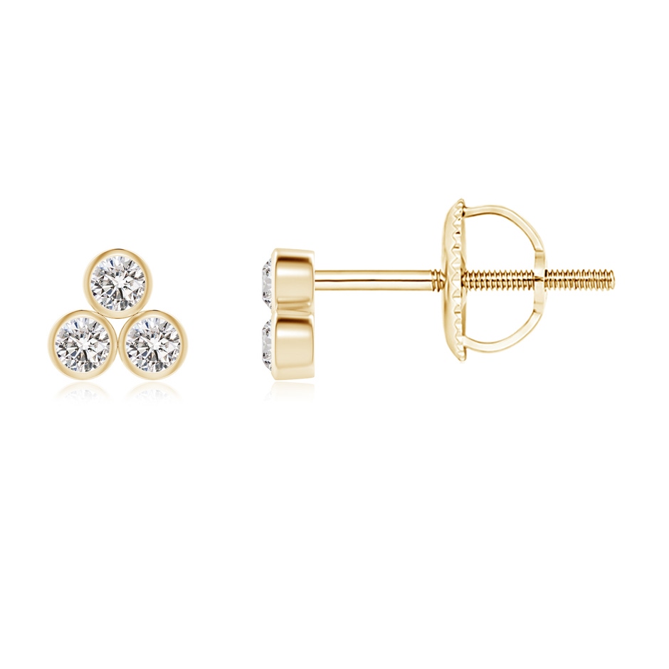 1.6mm IJI1I2 Bezel-Set Trio Diamond Stud Earrings in Yellow Gold 