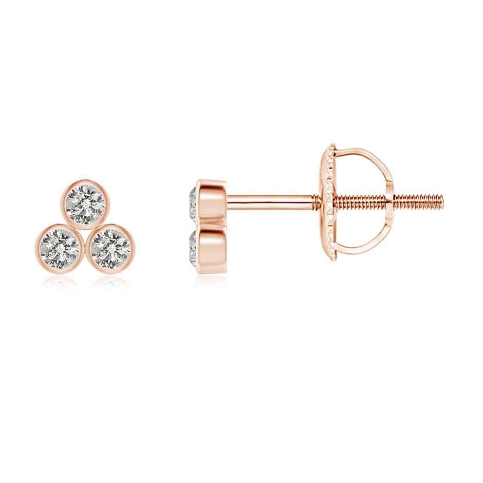 1.6mm KI3 Bezel-Set Trio Diamond Stud Earrings in Rose Gold 