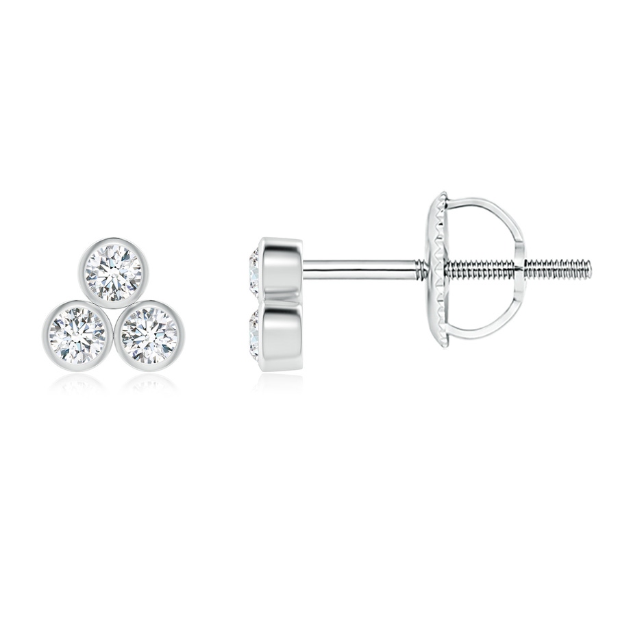 1.7mm GVS2 Bezel-Set Trio Diamond Stud Earrings in White Gold 