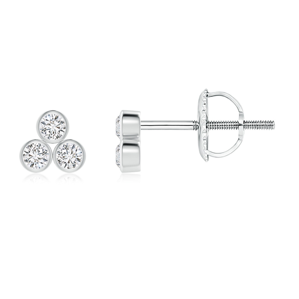 1.7mm HSI2 Bezel-Set Trio Diamond Stud Earrings in White Gold