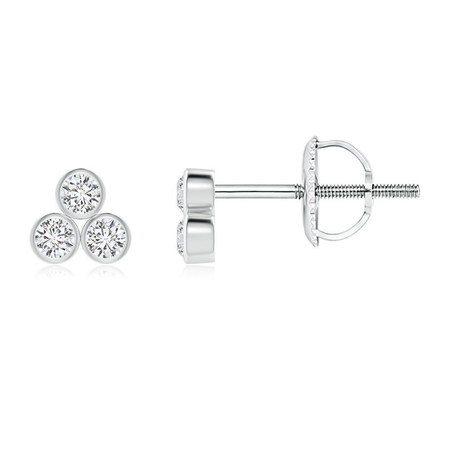 1.7mm HSI2 Bezel-Set Trio Diamond Stud Earrings in White Gold 
