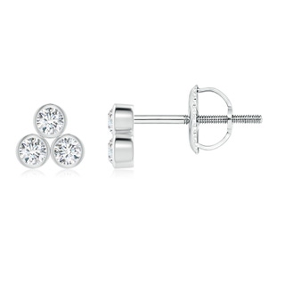 1.85mm GVS2 Bezel-Set Trio Diamond Stud Earrings in P950 Platinum