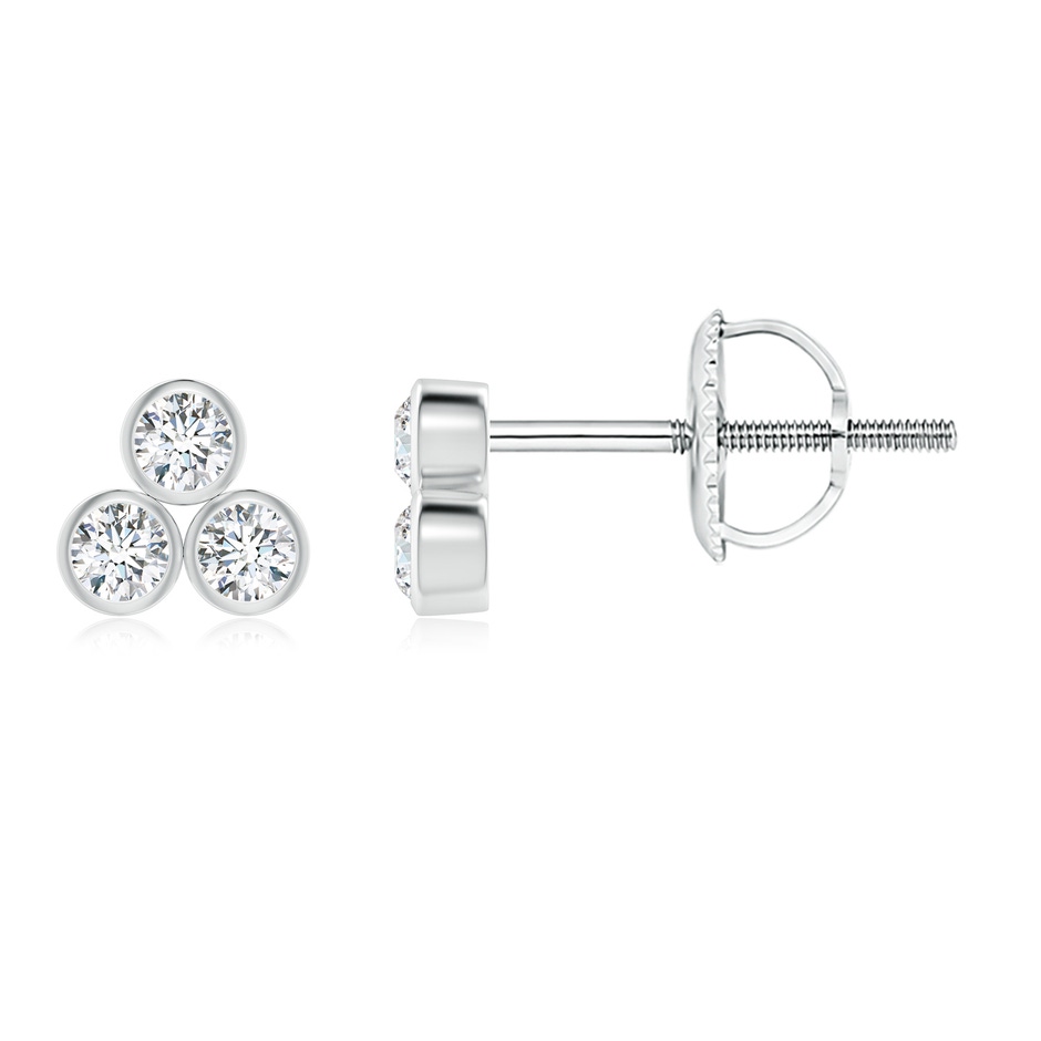 1.85mm GVS2 Bezel-Set Trio Diamond Stud Earrings in White Gold 
