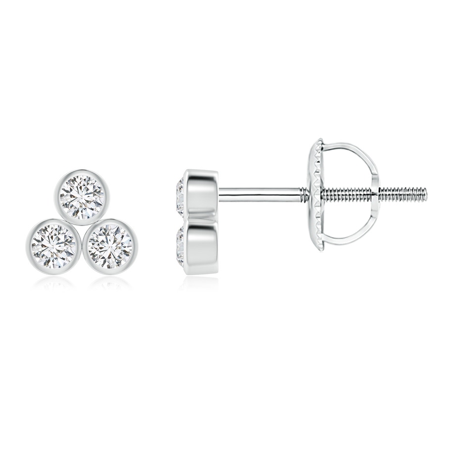 1.85mm HSI2 Bezel-Set Trio Diamond Stud Earrings in White Gold 