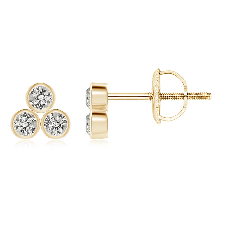 2mm KI3 Bezel-Set Trio Diamond Stud Earrings in Yellow Gold 