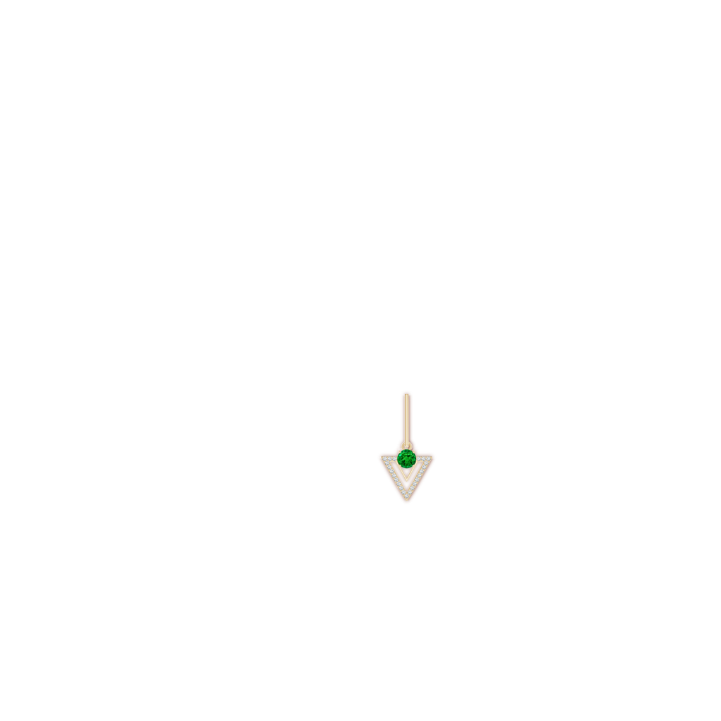 5mm AAAA Emerald and Diamond Triangular Taurus Hoop Earrings in Yellow Gold Body-Ear