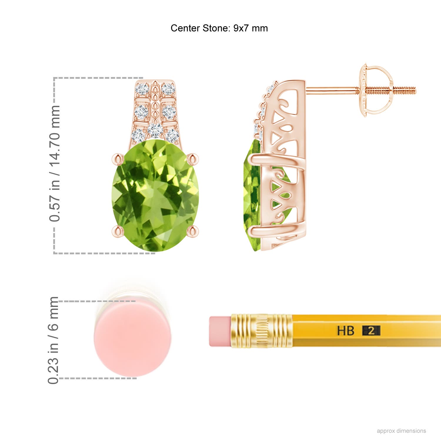 AAA - Peridot / 3.88 CT / 14 KT Rose Gold