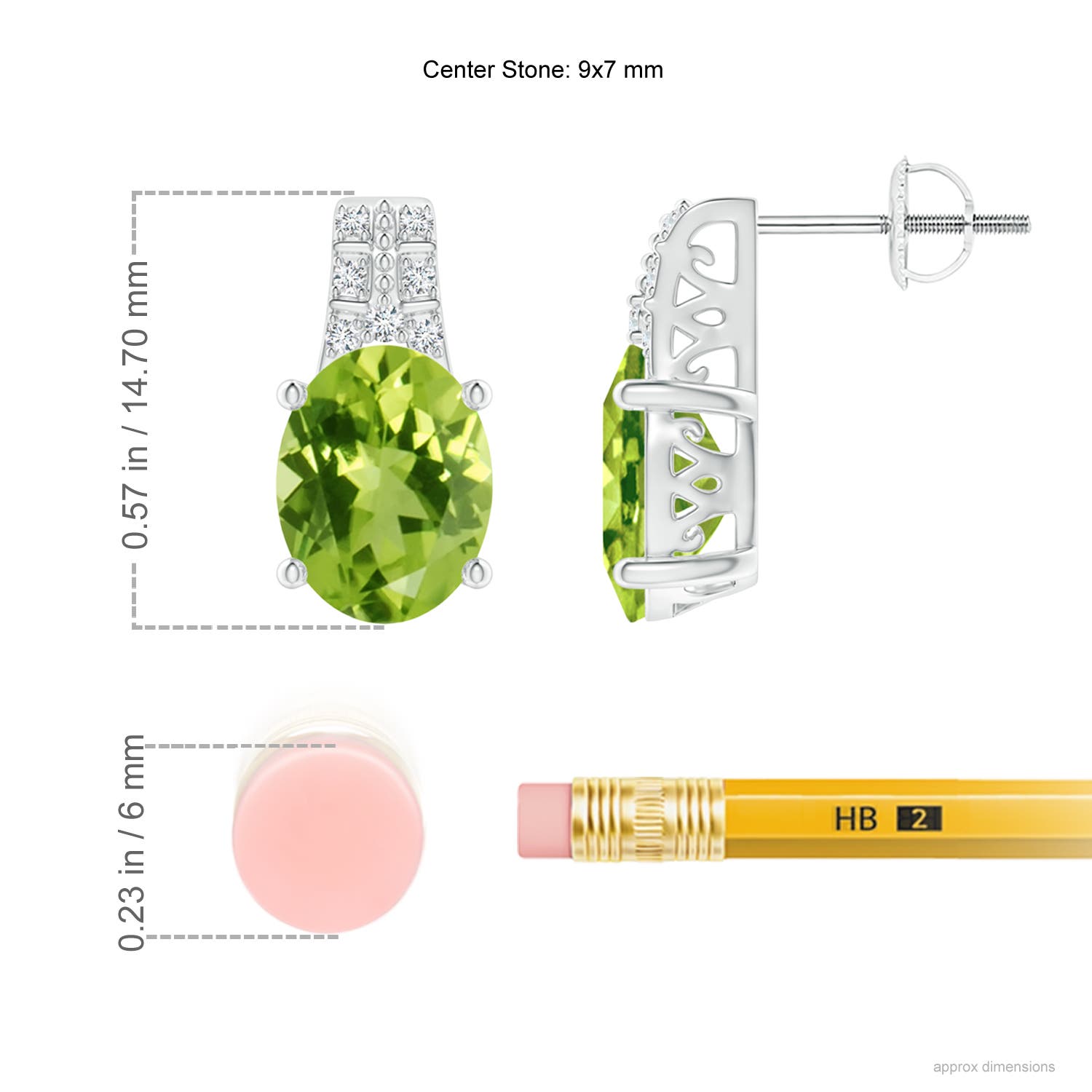 AAA - Peridot / 3.88 CT / 14 KT White Gold