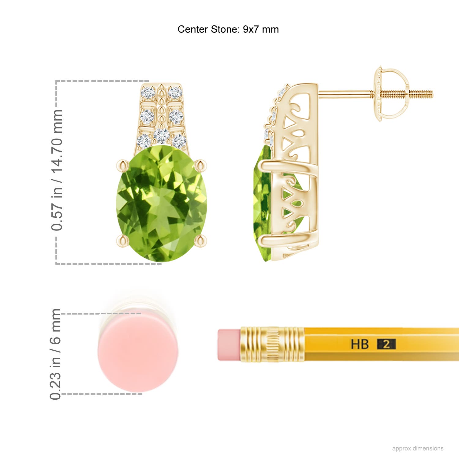 AAA - Peridot / 3.88 CT / 14 KT Yellow Gold