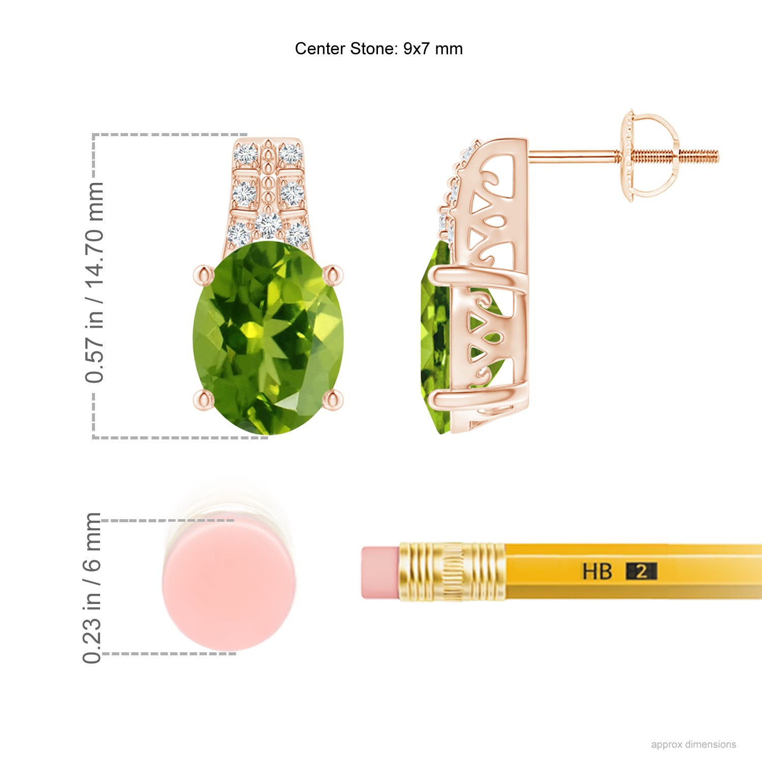 AAAA - Peridot / 3.88 CT / 14 KT Rose Gold