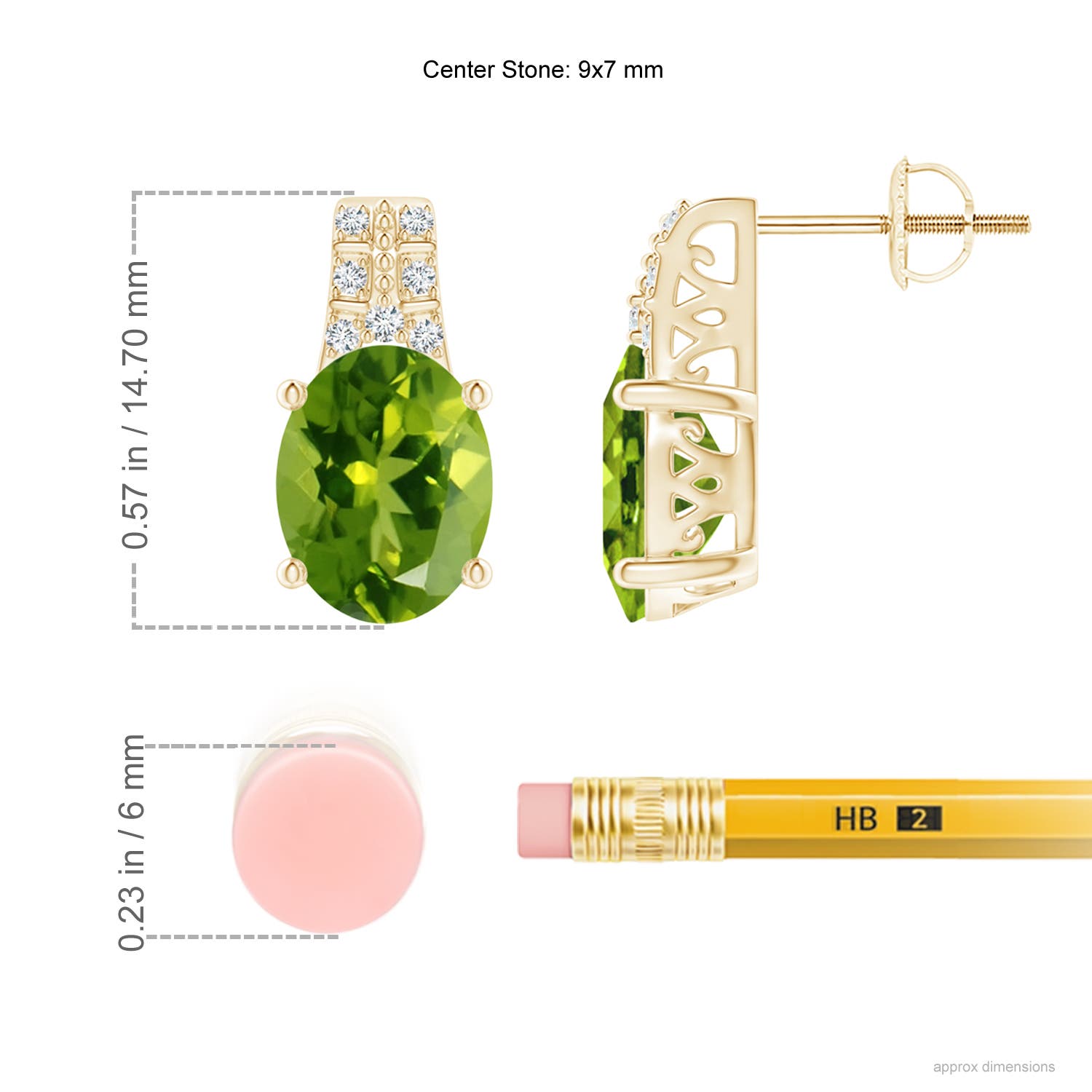 AAAA - Peridot / 3.88 CT / 14 KT Yellow Gold