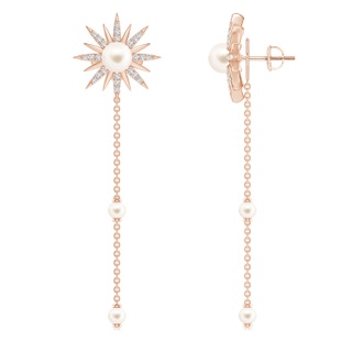 5mm AAA Starburst Freshwater Pearl Gemini Multi-Wear Chain Earrings in Rose Gold