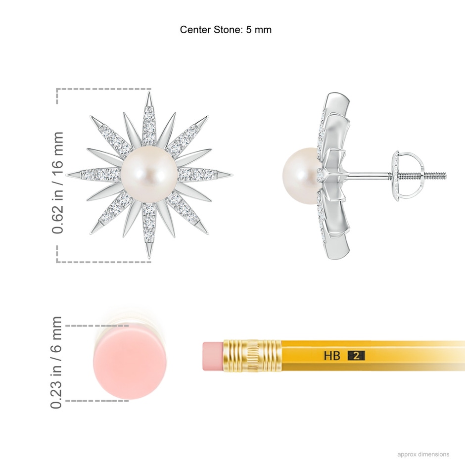 5mm AAAA Starburst Freshwater Pearl Gemini Multi-Wear Chain Earrings in White Gold ruler-1