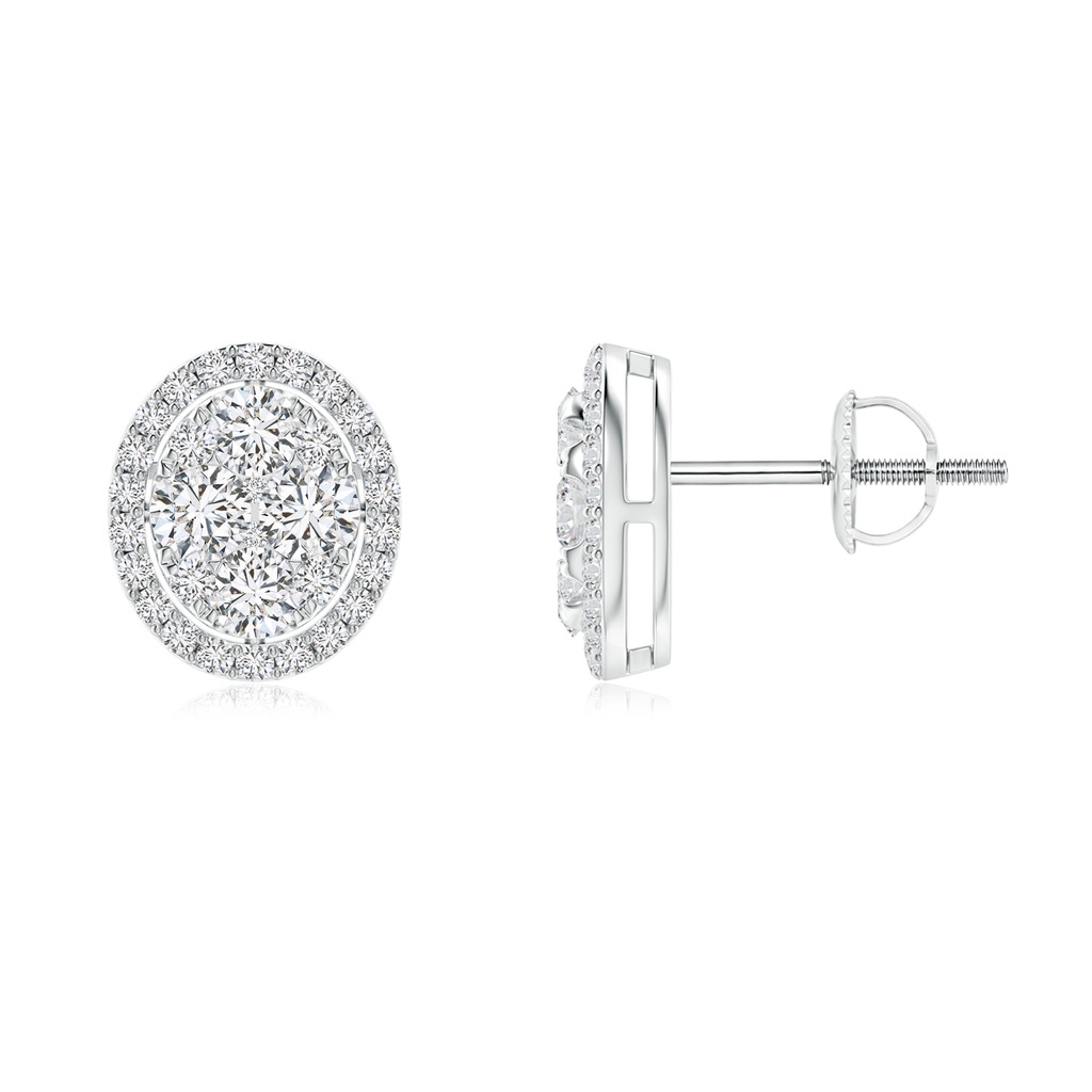 2.9mm HSI2 Oval Composite Diamond Halo Studs in White Gold